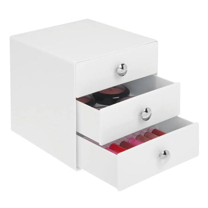 Bpa-Free Plastic 3-Drawer Vanity Organizer - 6.5" X 6.5" X 6.5", White