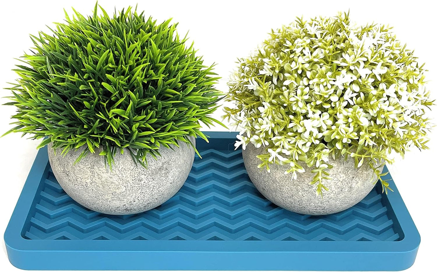 Happitasa Silicone Kitchen Sink Organizer Tray, Sponge Holder and Countertop Protector | Bathroom and Kitchen Soap Dish and Dispenser Tray (Grey, 10" X 5.25", 10.3 Ounces, Zigzag)